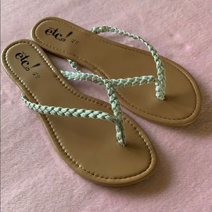 Silver Glitter Braid Flip Flops